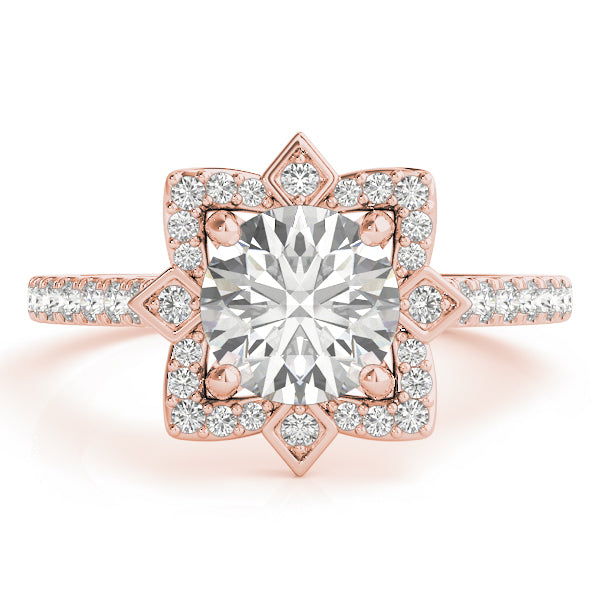 Diamond Royal Halo Engagement Ring Setting 14K Rose Gold (0.31ct)