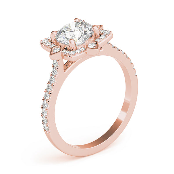 Diamond Royal Halo Engagement Ring Setting 14K Rose Gold (0.31ct)