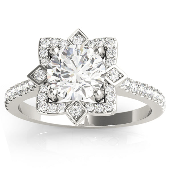 Diamond Royal Halo Engagement Ring Setting Platinum (0.31ct)