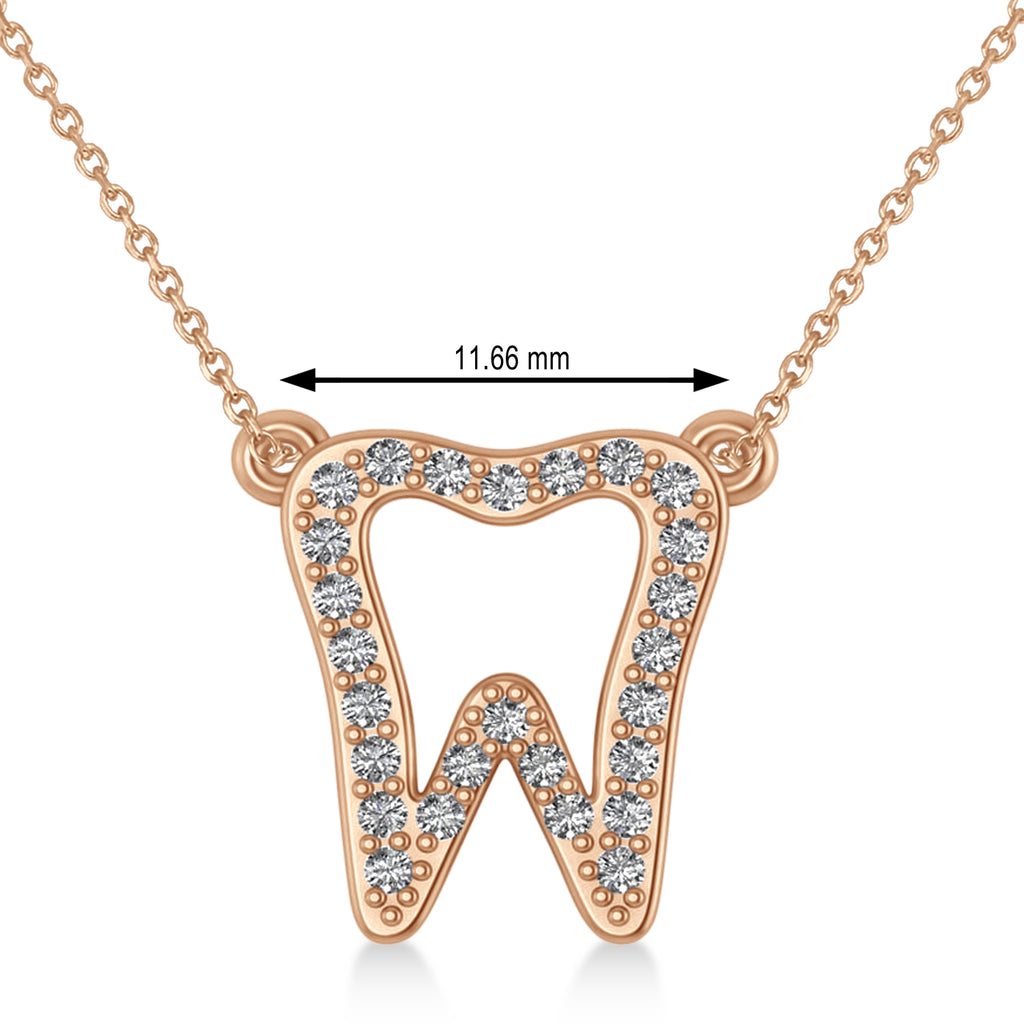 Diamond Tooth Outline Pendant Necklace 14k Rose Gold (0.26ct)