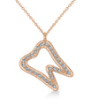 Diamond Angled Tooth Outline Pendant Necklace 14k Rose Gold (0.29ct)