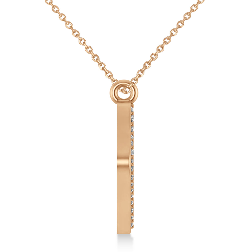 Diamond Angled Tooth Outline Pendant Necklace 14k Rose Gold (0.29ct)