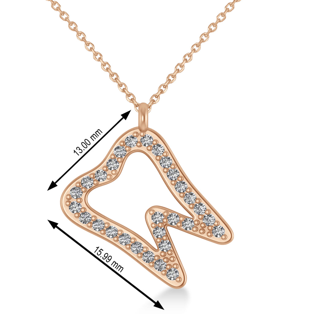 Diamond Angled Tooth Outline Pendant Necklace 14k Rose Gold (0.29ct)