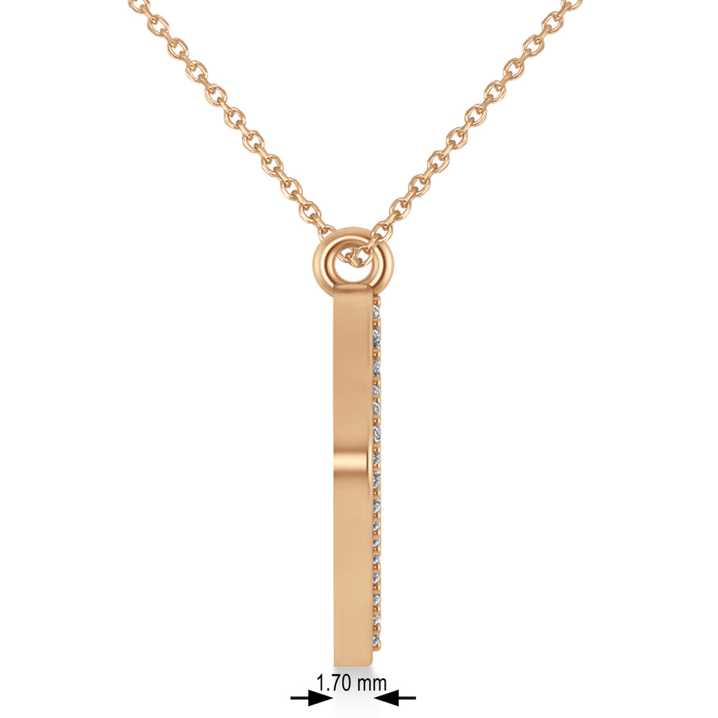 Diamond Angled Tooth Outline Pendant Necklace 14k Rose Gold (0.29ct)