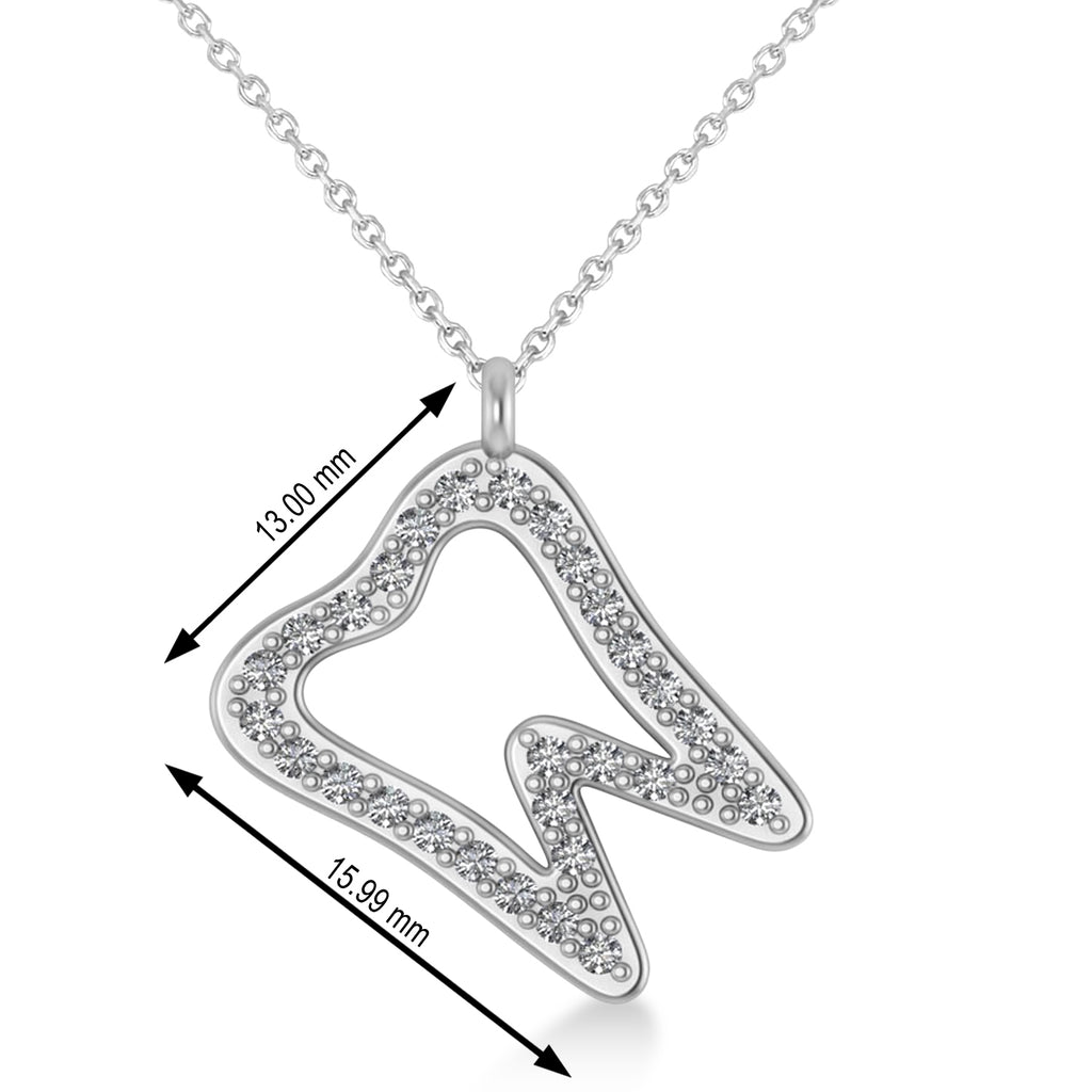 Diamond Angled Tooth Outline Pendant Necklace 14k White Gold (0.29ct)