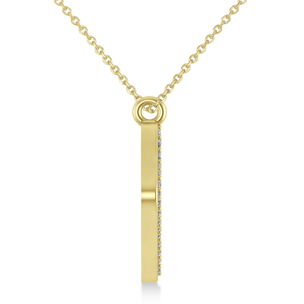 Diamond Angled Tooth Outline Pendant Necklace 14k Yellow Gold (0.29ct)