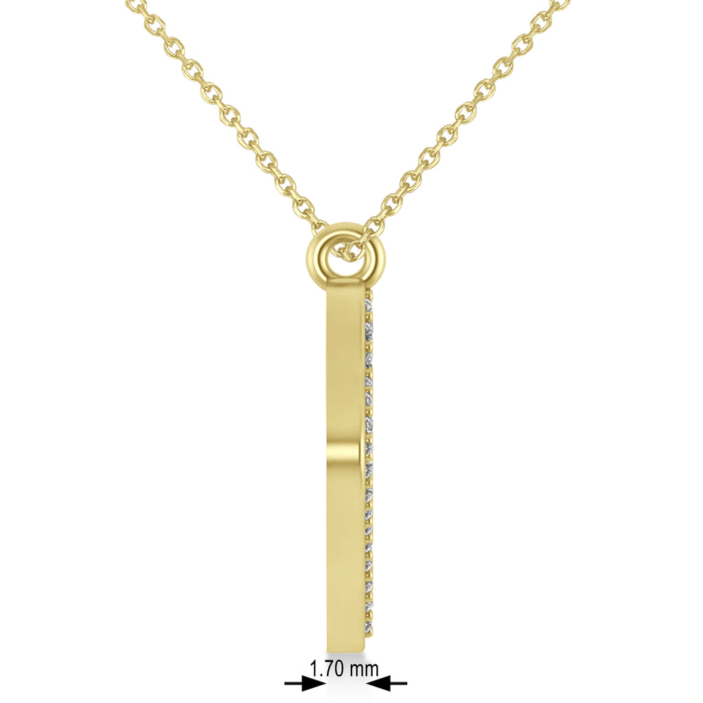 Diamond Angled Tooth Outline Pendant Necklace 14k Yellow Gold (0.29ct)