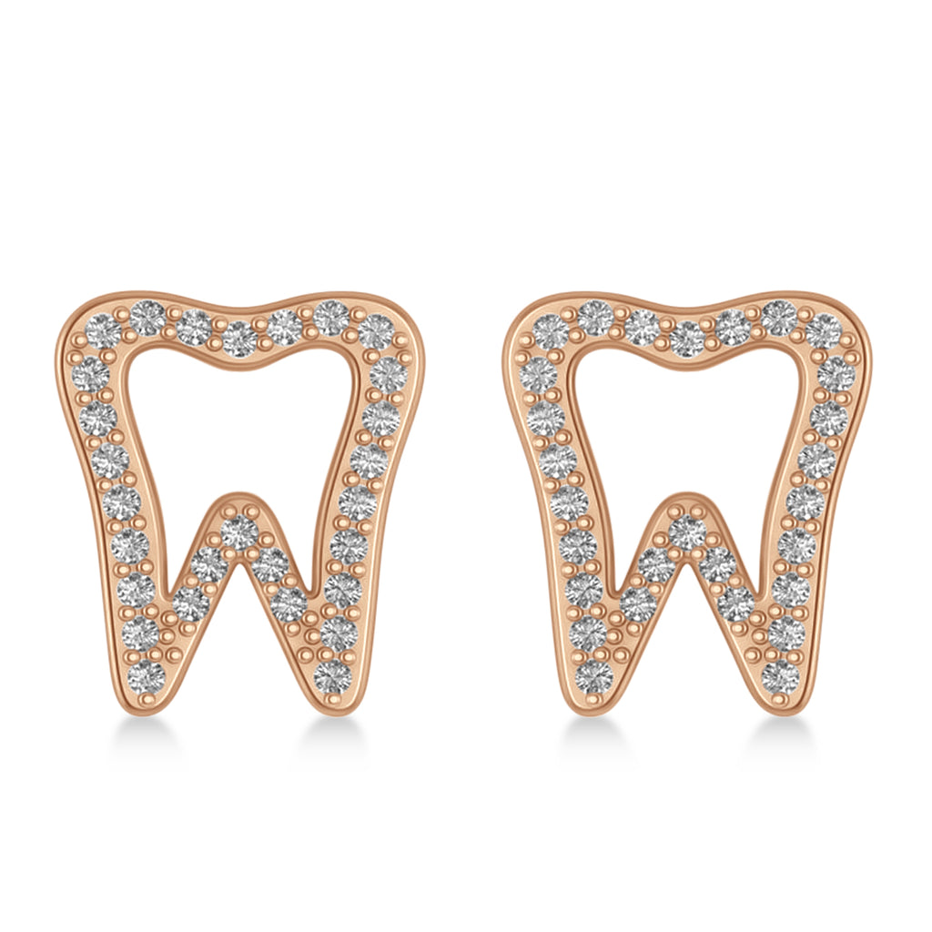 Diamond Tooth Outline Earrings 14k Rose Gold (0.28ct)