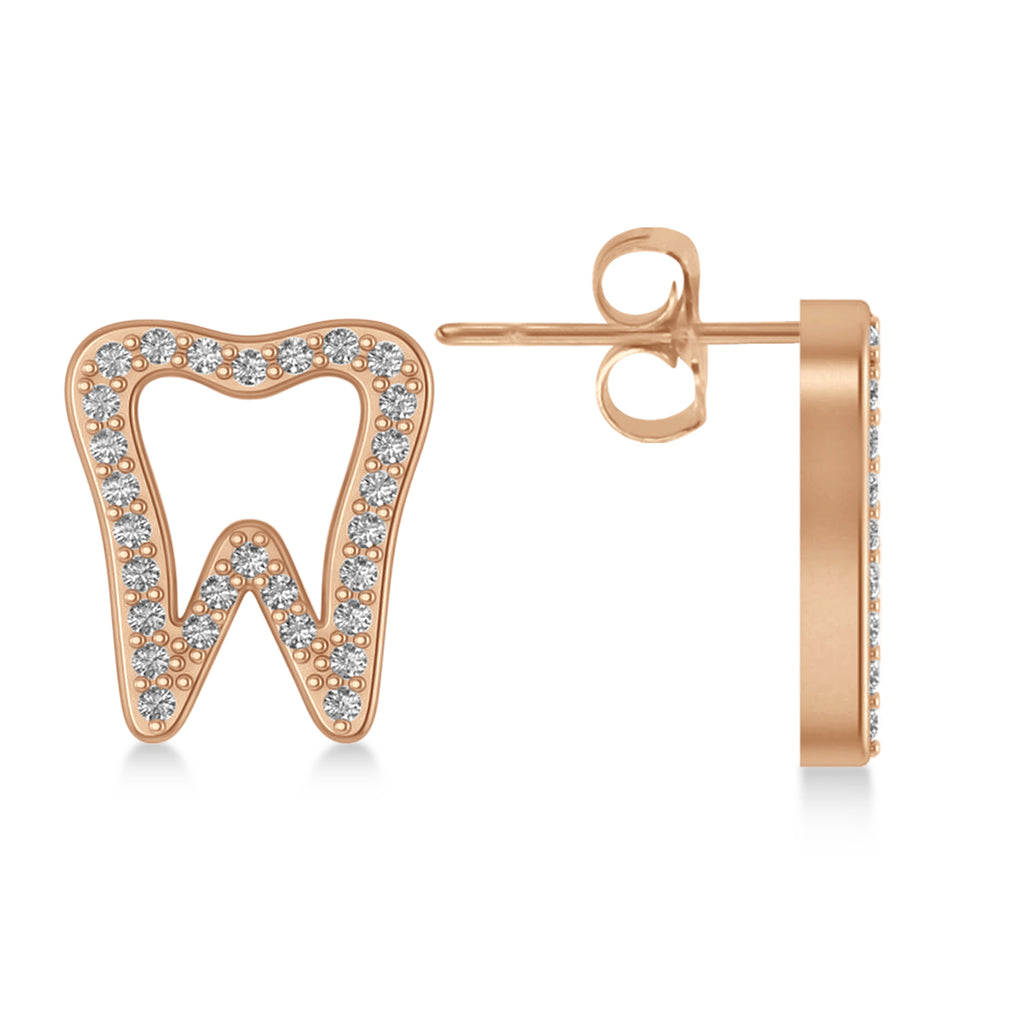 Diamond Tooth Outline Earrings 14k Rose Gold (0.28ct)