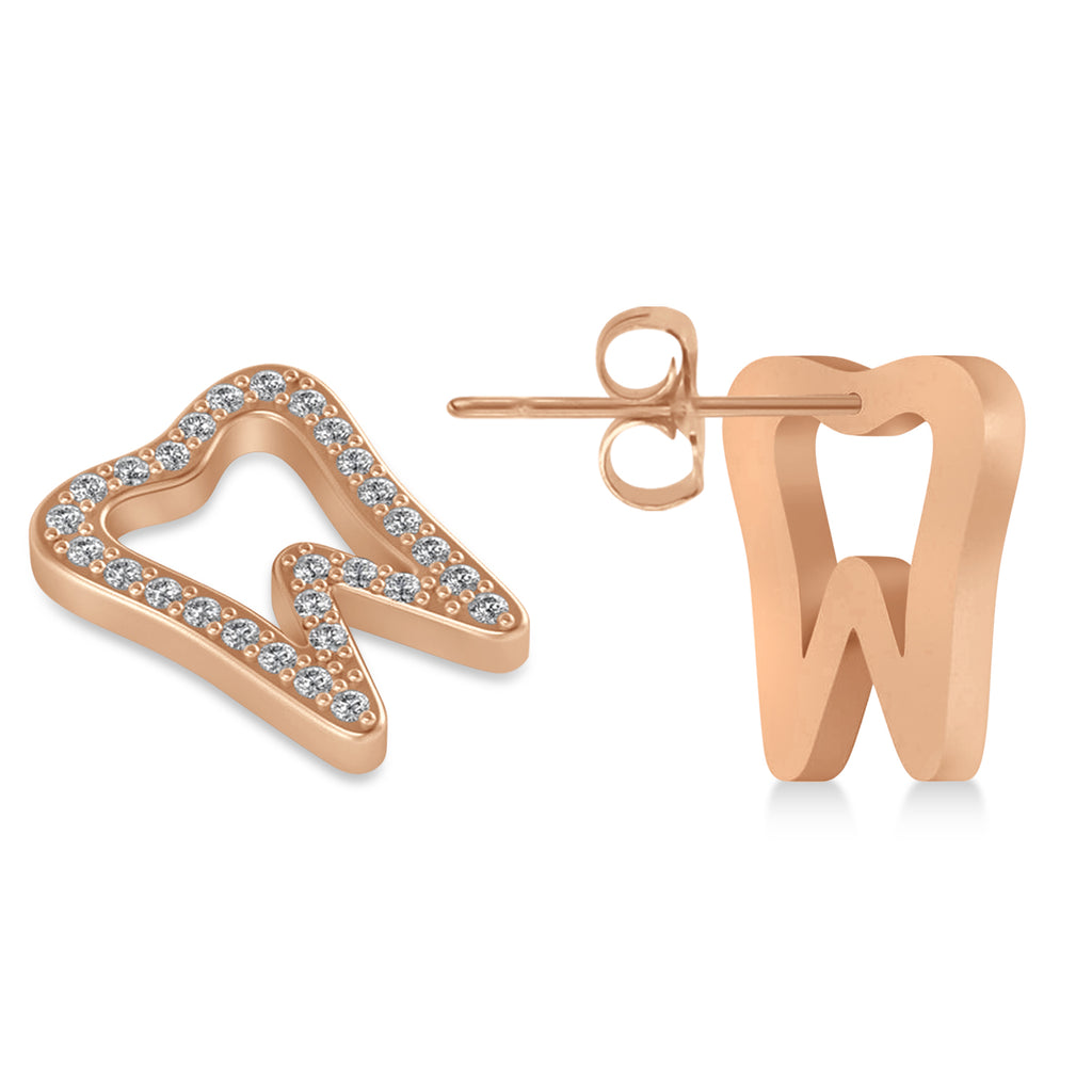 Diamond Tooth Outline Earrings 14k Rose Gold (0.28ct)