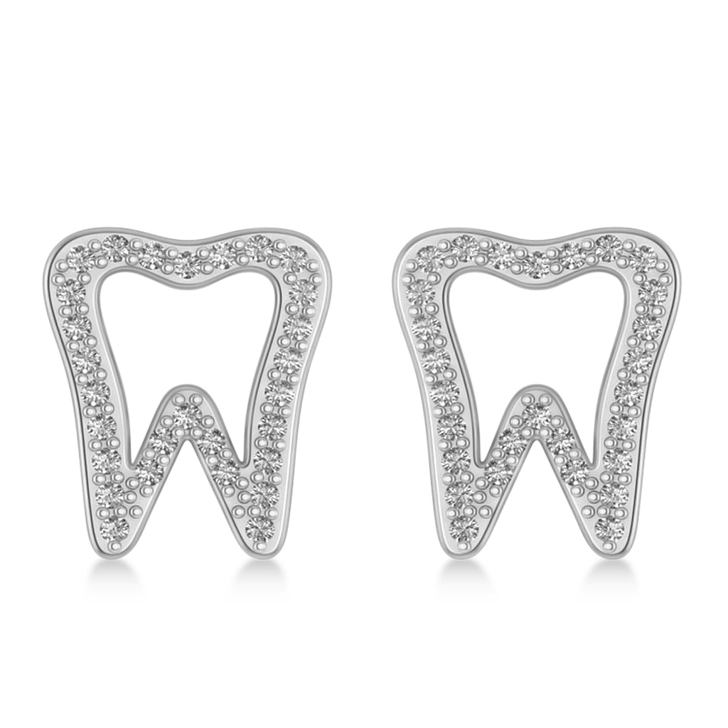 Diamond Tooth Outline Earrings 14k White Gold (0.28ct)