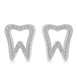 Diamond Tooth Outline Earrings 14k White Gold (0.28ct)