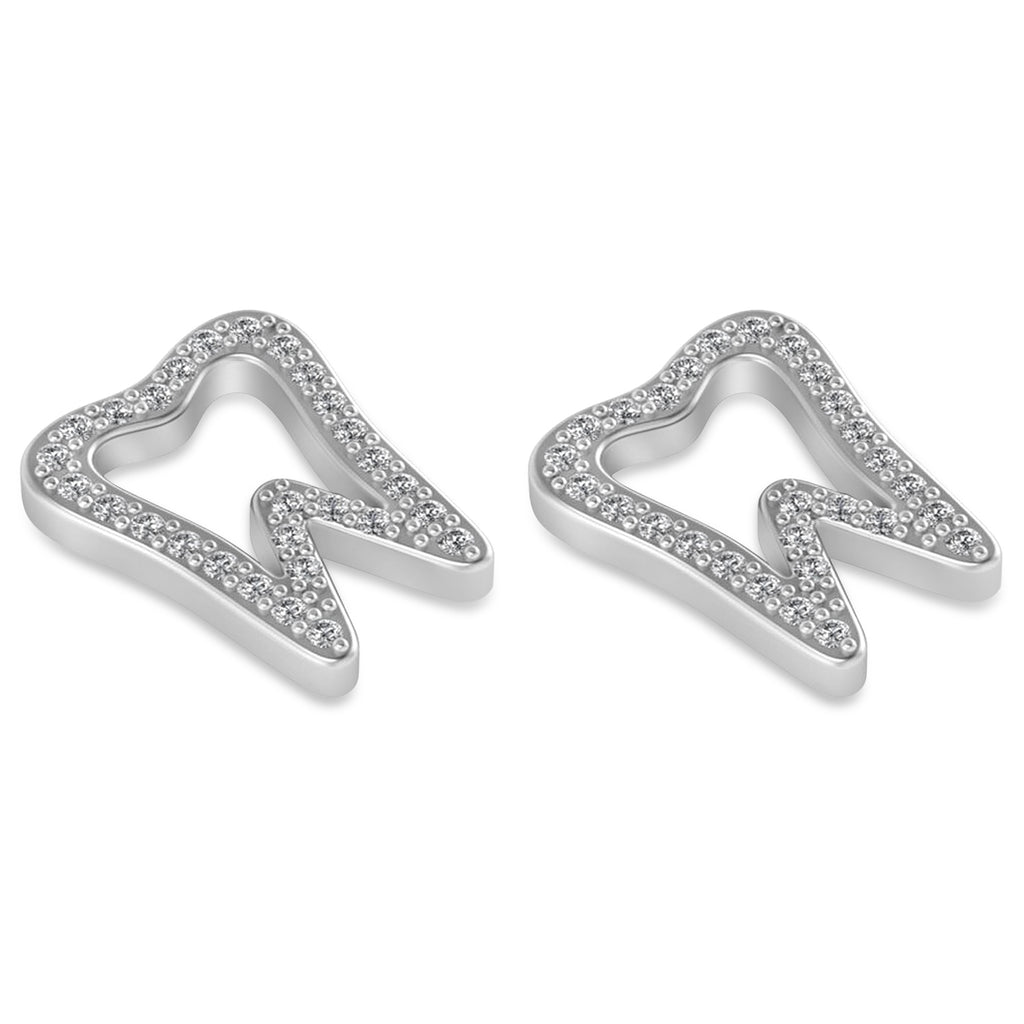 Diamond Tooth Outline Earrings 14k White Gold (0.28ct)
