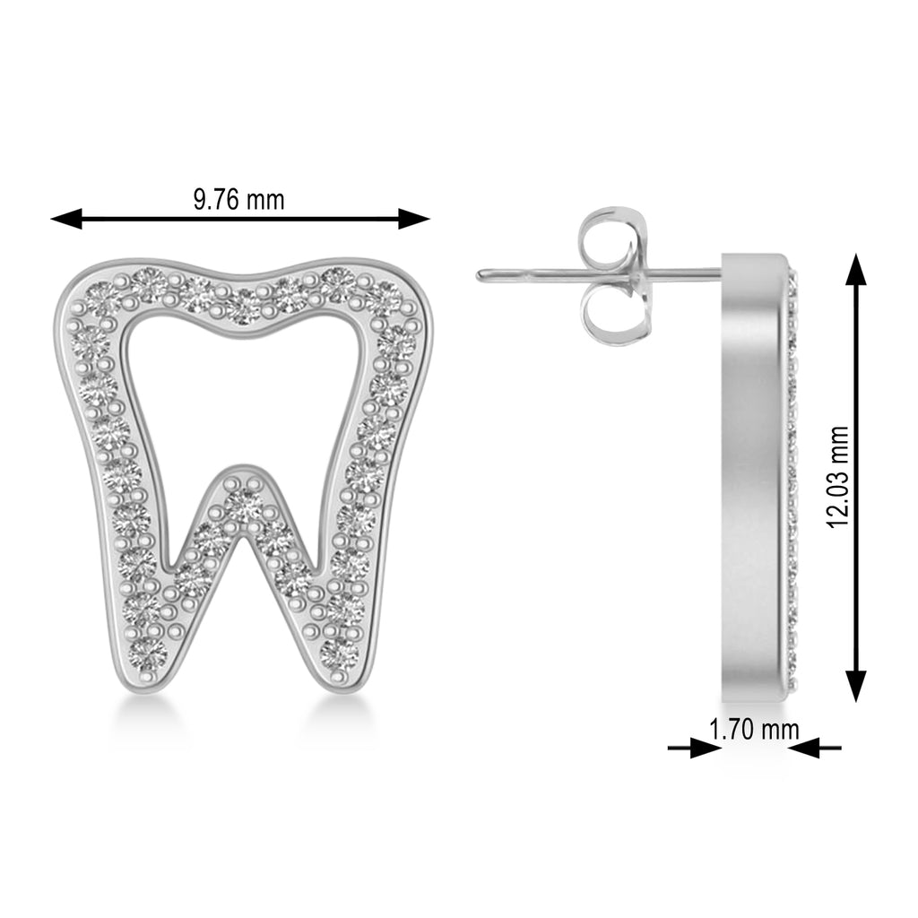 Diamond Tooth Outline Earrings 14k White Gold (0.28ct)