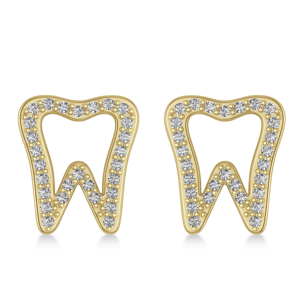 Diamond Tooth Outline Earrings 14k Yellow Gold (0.28ct)