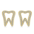 Diamond Tooth Outline Earrings 14k Yellow Gold (0.28ct)