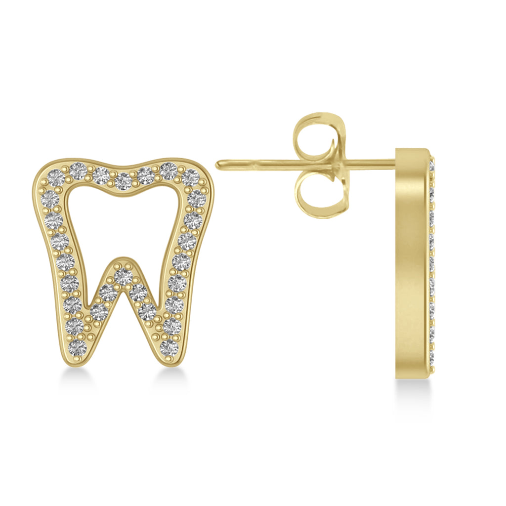 Diamond Tooth Outline Earrings 14k Yellow Gold (0.28ct)