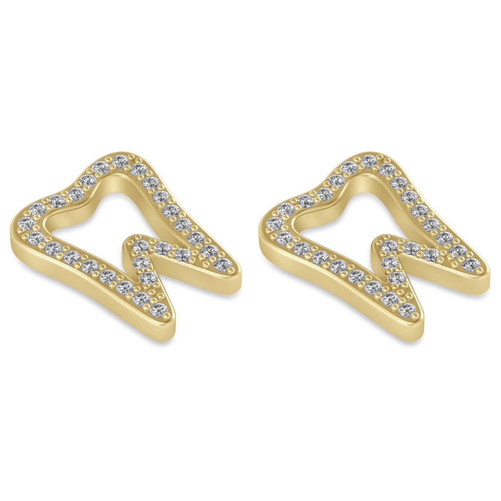 Diamond Tooth Outline Earrings 14k Yellow Gold (0.28ct)