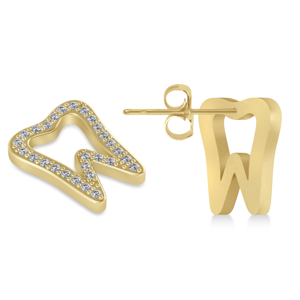 Diamond Tooth Outline Earrings 14k Yellow Gold (0.28ct)