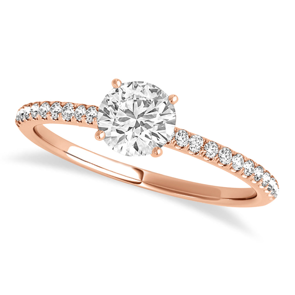 Lab Diamond Accented Engagement Ring Setting 14k Rose Gold (0.62ct)