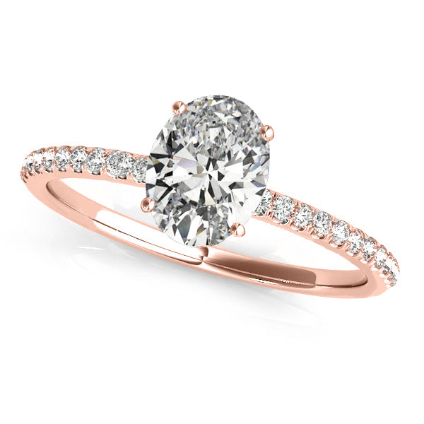 Lab Diamond Accented Oval Shape Engagement Ring 14k Rose Gold (0.75ct)