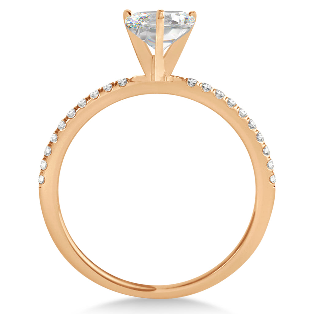Lab Diamond Accented Oval Shape Engagement Ring 14k Rose Gold (0.75ct)