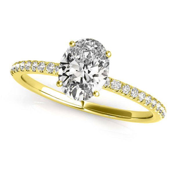 Diamond Accented Oval Shape Engagement Ring 14k Yellow Gold (0.75ct)