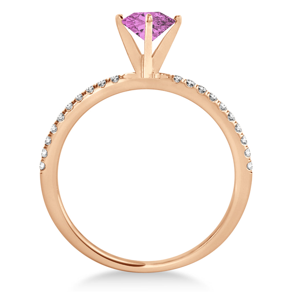 Pink Sapphire & Diamond Accented Oval Shape Engagement Ring 18k Rose Gold (0.75ct)