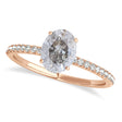 Oval Salt & Pepper Diamond Accented Engagement Ring 18k Rose Gold (0.75ct)