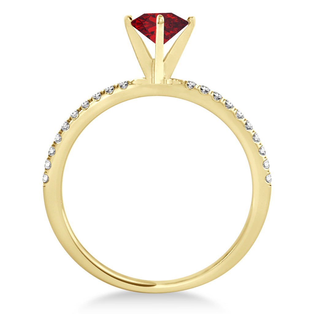 Ruby & Diamond Accented Oval Shape Engagement Ring 18k Yellow Gold (0.75ct)