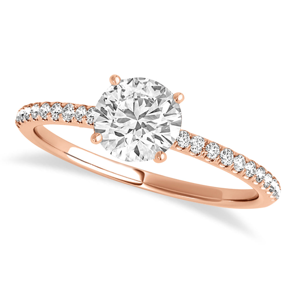 Lab Diamond Accented Engagement Ring Setting 14k Rose Gold (1.12ct)