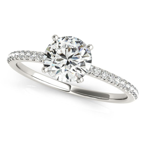 Diamond Accented Engagement Ring Setting 18k White Gold (1.12ct)