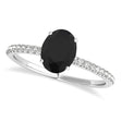 Black & White Diamond Accented Oval Shape Engagement Ring 14k White Gold (1.00ct)