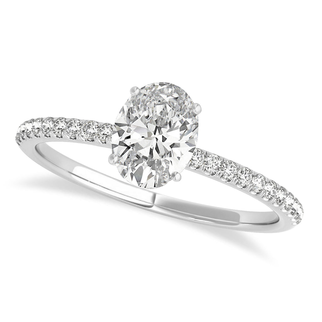 Lab Grown Diamond Accented Oval Shape Engagement Ring 14k White Gold (1.00ct)