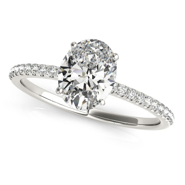 Diamond Accented Oval Shape Engagement Ring 14k White Gold (1.00ct)