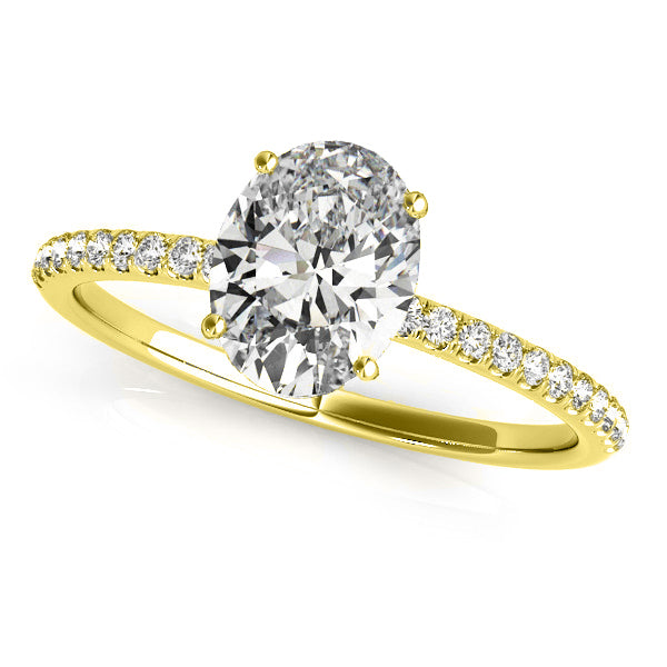 Diamond Accented Oval Shape Engagement Ring 14k Yellow Gold (1.00ct)