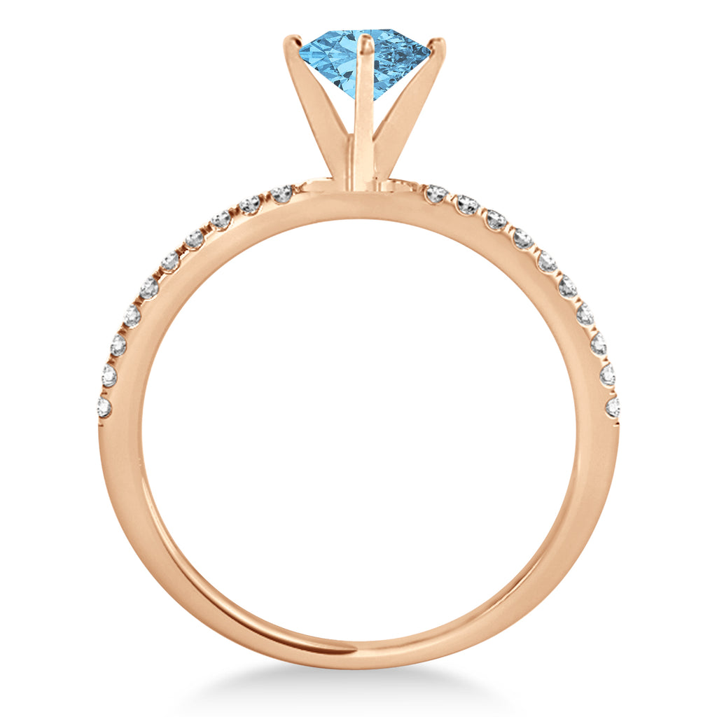 Blue Topaz & Diamond Accented Oval Shape Engagement Ring 18k Rose Gold (1.00ct)