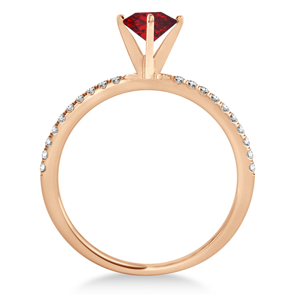 Ruby & Diamond Accented Oval Shape Engagement Ring 18k Rose Gold (1.00ct)