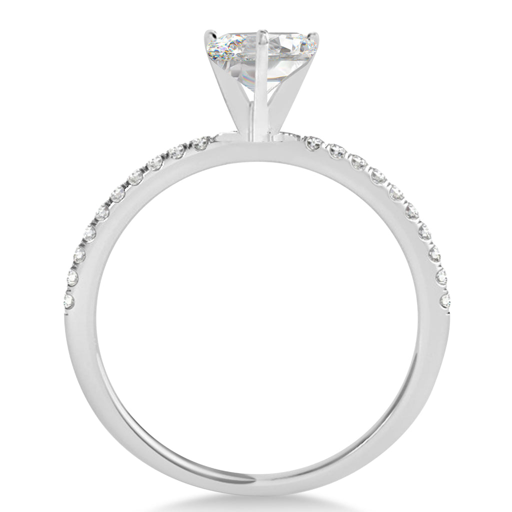 Lab Diamond Accented Oval Shape Engagement Ring 18k White Gold (1.00ct)