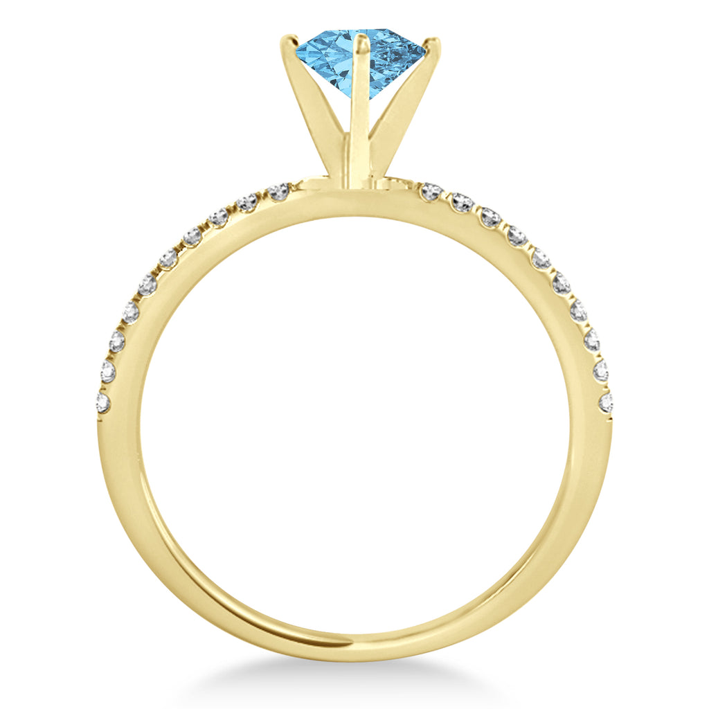 Blue Topaz & Diamond Accented Oval Shape Engagement Ring 18k Yellow Gold (1.00ct)