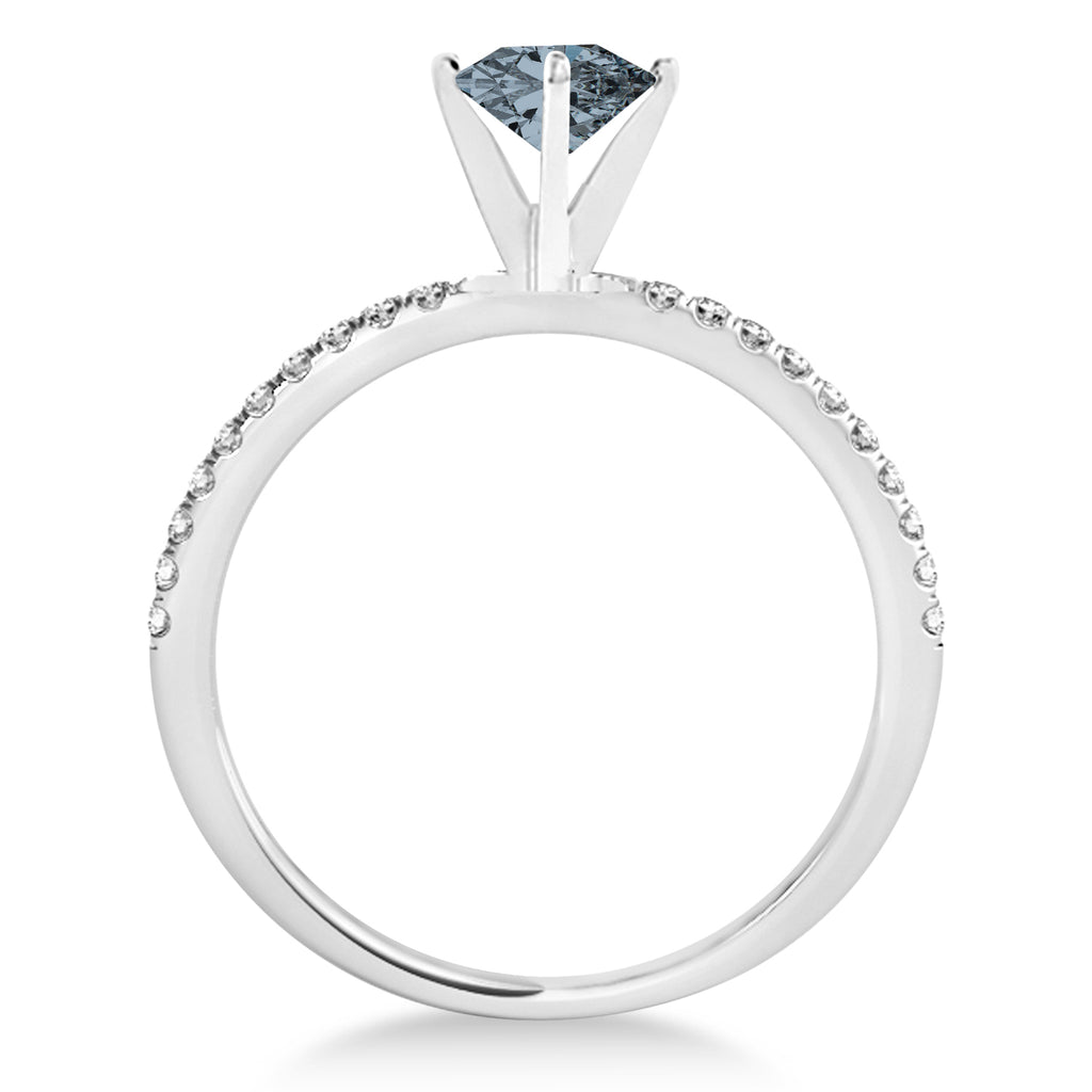 Gray Spinel & Diamond Accented Oval Shape Engagement Ring Palladium (1.00ct)
