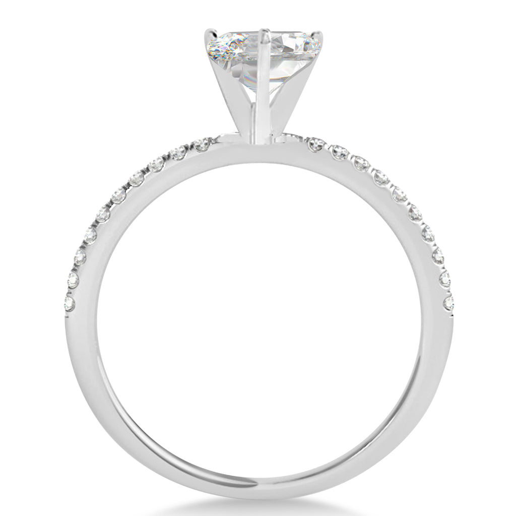 Lab Grown Diamond Accented Oval Shape Engagement Ring 14k White Gold (1.50ct)