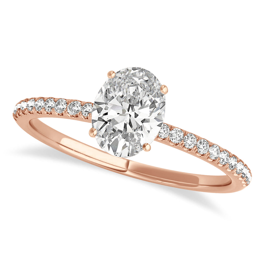 Lab Diamond Accented Oval Shape Engagement Ring 18k Rose Gold (1.50ct)