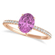 Pink Sapphire & Diamond Accented Oval Shape Engagement Ring 18k Rose Gold (1.50ct)