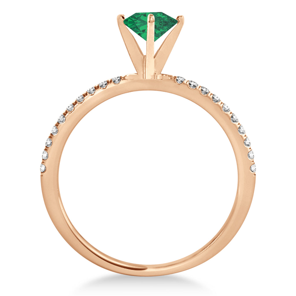 Emerald & Diamond Accented Oval Shape Engagement Ring 14k Rose Gold (2.00ct)