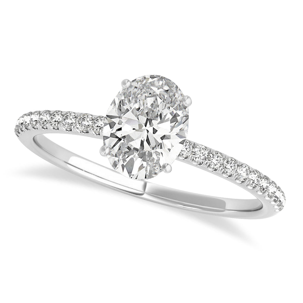 Lab Grown Diamond Accented Oval Shape Engagement Ring 14k White Gold (2.00ct)