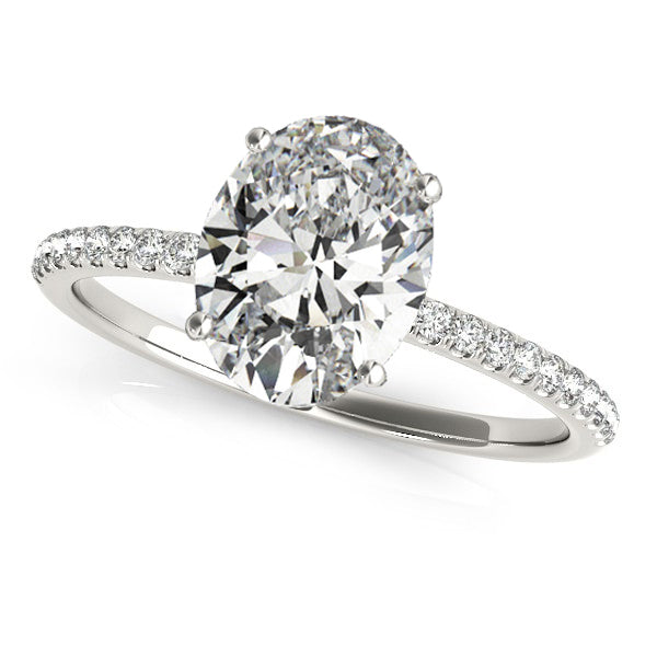 Diamond Accented Oval Shape Engagement Ring 14k White Gold (2.00ct)