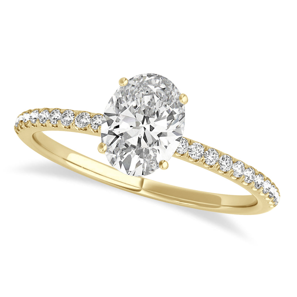 Lab Diamond Accented Oval Shape Engagement Ring 14k Yellow Gold (2.00ct)