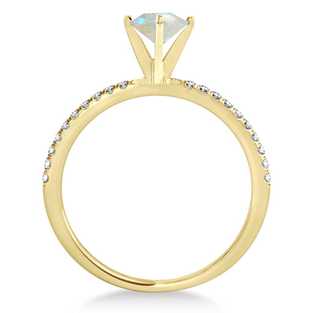 Opal & Diamond Accented Oval Shape Engagement Ring 14k Yellow Gold (2.00ct)