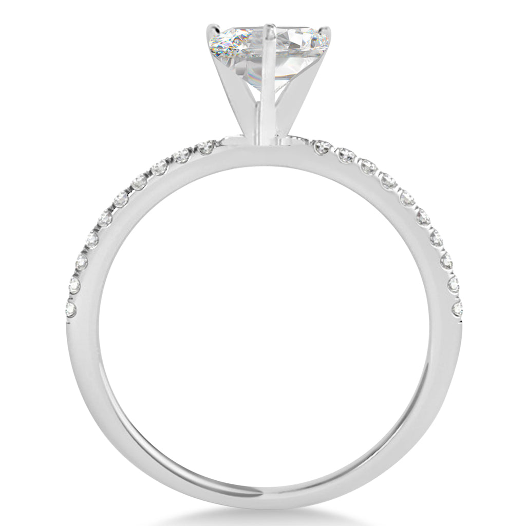 Lab Diamond Accented Oval Shape Engagement Ring 18k White Gold (2.00ct)
